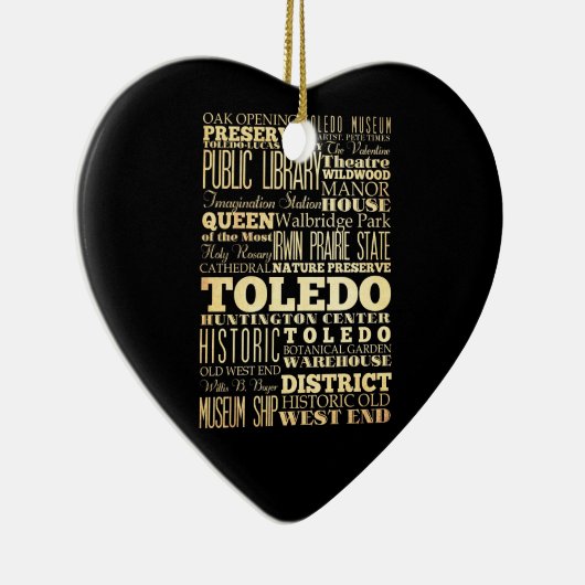 オハイオ州の州のタイポグラフィの芸術のトレド都市 セラミックオーナメント (右)