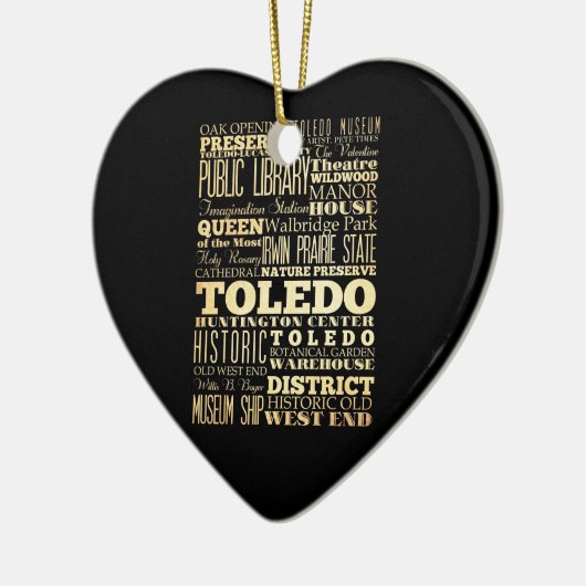オハイオ州の州のタイポグラフィの芸術のトレド都市 セラミックオーナメント (左)