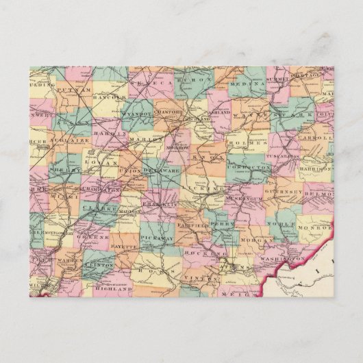 オハイオ州の新しい鉄道州地図 ポストカード (正面)