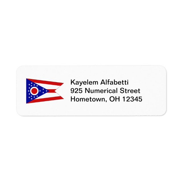 オハイオ州の旗の差出人住所ラベル ラベル (正面)