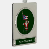 オハイオ州の看板を持つサンタクロース シルバープレートバナーオーナメント (右)