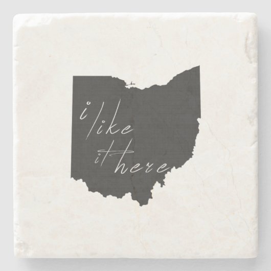 オハイオ州の私は、ここで黒い黒板が好きな形をした ストーンコースター (正面)