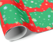 オハイオ州の雪片のお祝いの緑および赤い地図 ラッピングペーパー (ロールコーナー)