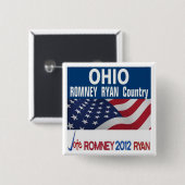 オハイオ州はRomneyライアンの国ボタンです 缶バッジ (正面&裏面)