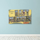 オハイオ州イーストパレスチナ – ラージレターのシーン キャンバスプリント (インサイチュ (ウッドフロア))