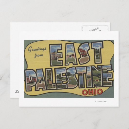 オハイオ州イーストパレスチナ – ラージレターのシーン ポストカード (正面/裏面)