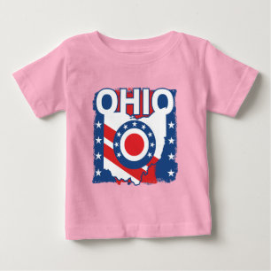 オハイオ州オハイオ州の白と青グランジの愛国者 ベビーTシャツ
