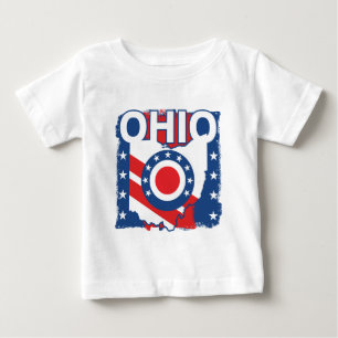 オハイオ州オハイオ州の白と青グランジの愛国者 ベビーTシャツ