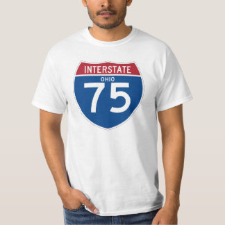オハイオ州オハイオ州I-75の州間幹線道路の盾- Tシャツ