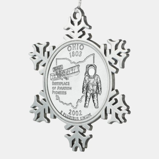 オハイオ州クォーター スノーフレークピューターオーナメント (右)