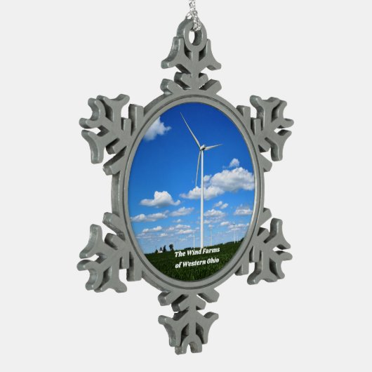 オハイオ州クリスマスオーナメントの風力発電所 スノーフレークピューターオーナメント (左)