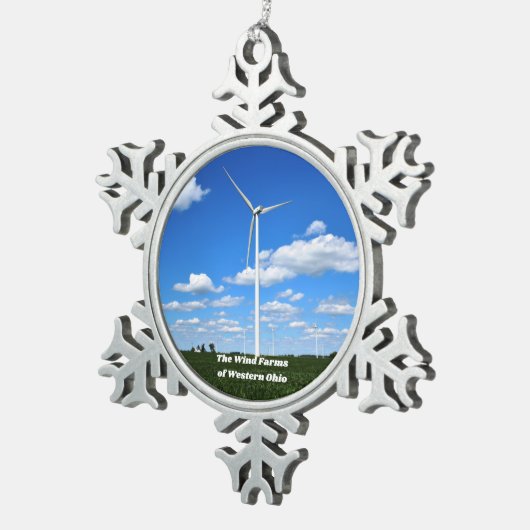 オハイオ州クリスマスオーナメントの風力発電所 スノーフレークピューターオーナメント (右)