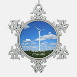 オハイオ州クリスマスオーナメントの風力発電所 スノーフレークピューターオーナメント
