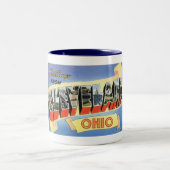 オハイオ州クリーブランドからのヴィンテージ ツートーンマグカップ (中央)