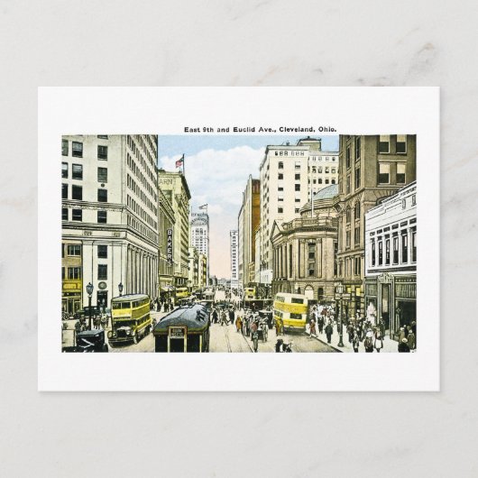 オハイオ州クリーブランドのイースト9thとユークリッド・アベニュー ポストカード (正面)