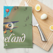 オハイオ州クリーブランドのヴィンテージ旅行ポスタープリントアート キッチンタオル (四つ折り)