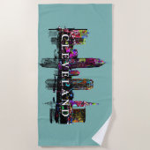 オハイオ州クリーブランド州がグラフィティで覆われた ビーチタオル (正面)