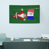 オハイオ州クリーブランド州旗を持つサンタクロース 横断幕 (トレードショー)