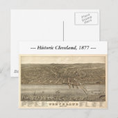 オハイオ州クリーブランド1877の地図 ポストカード (正面/裏面)