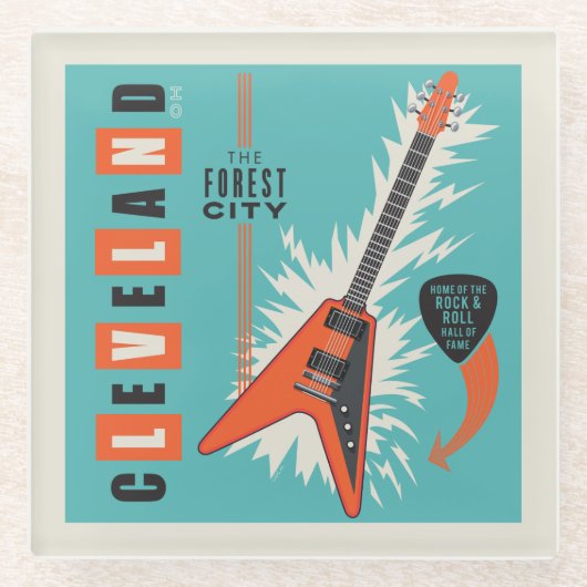 オハイオ州クリーブランド | Electric Guitar ガラスコースター (正面)