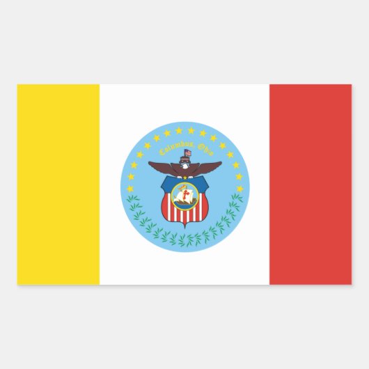 オハイオ州コロンバスの四つの国旗 長方形シール (正面)