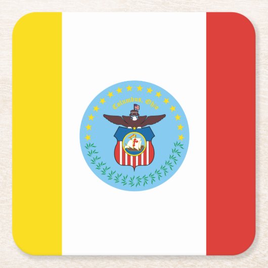 オハイオ州コロンバス州旗紙コースター スクエアペーパーコースター (正面)