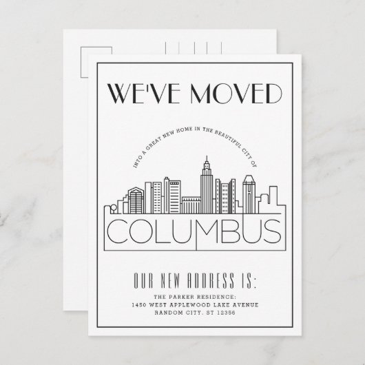 オハイオ州コロンバス モダンデコ | 住所変更 案内ポストカード (正面/裏面)