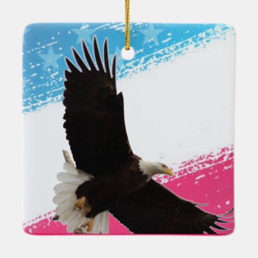 オハイオ州コロンビアナの燃え立つハゲのワシ セラミックオーナメント (裏面)