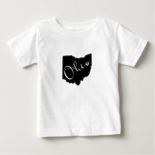 オハイオ州シェイプの輪郭 – オハイオ地図アウトライン ベビーTシャツ