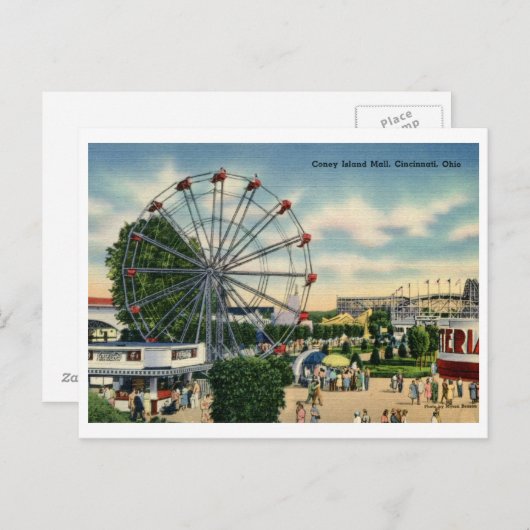 オハイオ州シンシナティのコニーアイランドモールヴィンテージ ポストカード (正面/裏面)