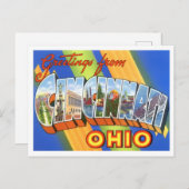 オハイオ州シンシナティヴィンテージビッグ・レター ポストカード (正面/裏面)