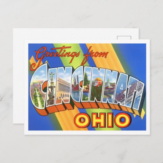オハイオ州シンシナティヴィンテージビッグ・レター ポストカード (正面/裏面)
