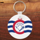 オハイオ州シンシナティ州旗を持つキーチェーン キーホルダー (正面)
