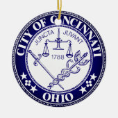 オハイオ州シンシナティ市の封印 セラミックオーナメント (正面)
