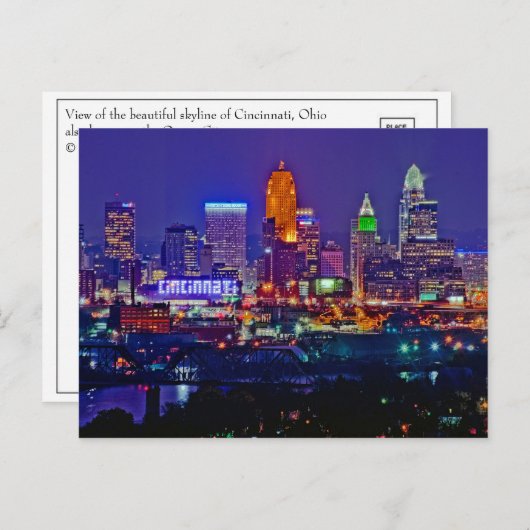 オハイオ州シンシナティ、クイーンシティ ポストカード (正面/裏面)
