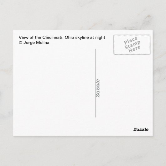 オハイオ州シンシナティ、クイーンシティ。 ポストカード (裏面)