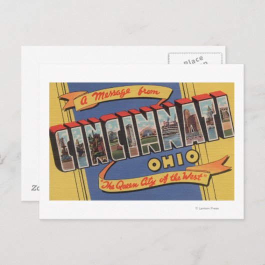 オハイオ州シンシナティ – ラージレターのシーン ポストカード (正面/裏面)