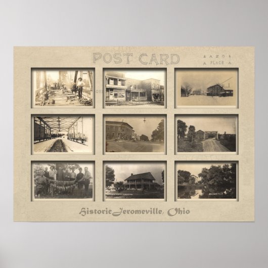 オハイオ州ジェロメスビルヴィンテージはがきコラージュ ポスター (正面)