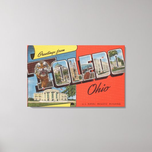 オハイオ州トレド – 米海軍予備軍建物 キャンバスプリント (正面)