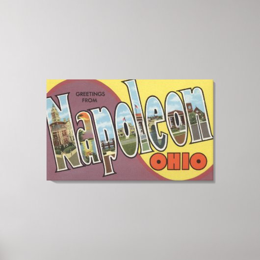 オハイオ州ナポレオン – 大きな文字のシーン キャンバスプリント (正面)