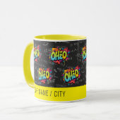 オハイオ州ブケエ黒い黄色のグラフィティマグ マグカップ (正面左)
