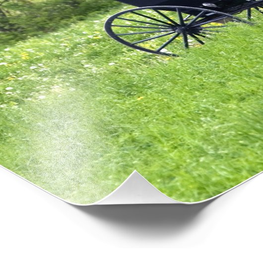 オハイオ州ベルリンの近くのアーミッシュの馬と乳母車。 フォトプリント            (角)