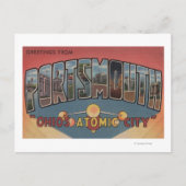 オハイオ州ポーツマス – 大きな文字のシーン ポストカード (正面)