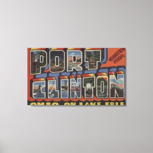 オハイオ州ポートクリントン – Lake Erie キャンバスプリント (正面)