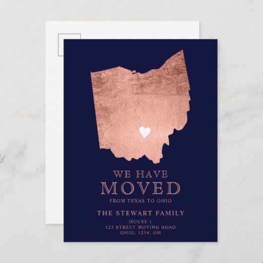 オハイオ州マップネイビーバラ金ゴールドホーム移動 案内ポストカード (正面/裏面)