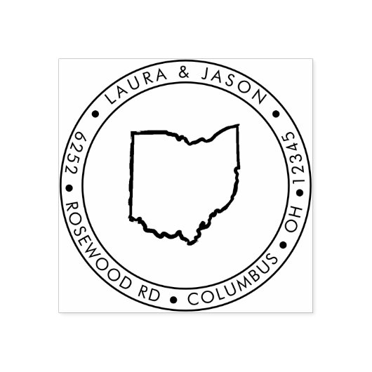 オハイオ州マップ差出人住所ウッド ラバースタンプ (インプリント)