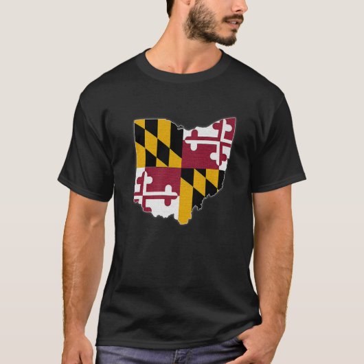 オハイオ州マップMARYLAND MDフラッグルーツ男性Women Gi Tシャツ (正面)