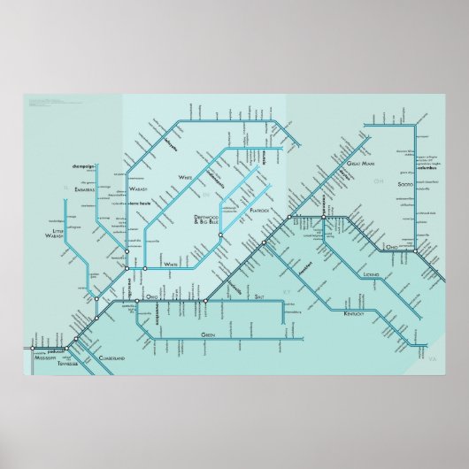オハイオ州下部30インチ×20インチ ポスター (正面)