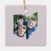 オハイオ州写真の挿入物と町の名前 セラミックオーナメント (正面)