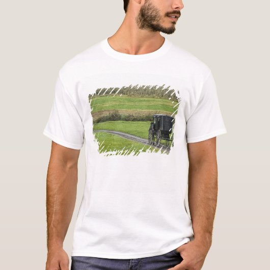 オハイオ州北東部の農場の小道を走るアーミッシュの馬車 Tシャツ (正面)
